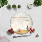 Decorita Cam Kesme Tahtası - Cam Kesme Tablası | Küçük Prens - Kalp Gözü | Çap32cm - 32 x 32 cm
