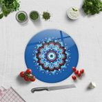 Decorita Cam Kesme Tahtası - Cam Kesme Tablası | Mandala Nazar Boncuğu | Çap 32cm - Renkli