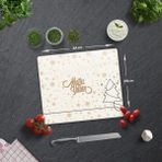 Decorita Cam Kesme Tahtası - Cam Kesme Tablası | Mutlu Yıllar Krem | - 29 x 34 cm