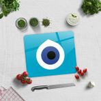 Decorita Cam Kesme Tahtası - Cam Kesme Tablası | Nazar Boncuğu | 29cm x 34cm - Mavi