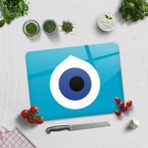 Decorita Cam Kesme Tahtası - Cam Kesme Tablası | Nazar Boncuğu | 30cm x 40cm - Mavi