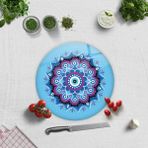Decorita Cam Kesme Tahtası - Cam Kesme Tablası | Turkuaz Nazar Boncuğu | Çap 32cm