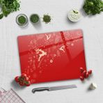 Decorita Cam Kesme Tahtası - Cam Kesme Tablası | Yeni Yıl Kırmızı | - 30 x 40 cm