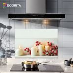 Decorıta Cam Ocak Arkası Koruyucu| Beyaz Mum
