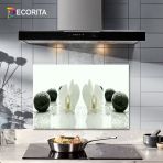 Decorıta Cam Ocak Arkası Koruyucu| Beyaz Orkide Siyah Oniks