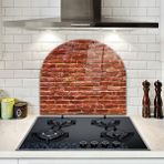 Decorita Cam Ocak Arkası Koruyucu | Oval Şekilli | Tuğla Desenli | 52CM x 60CM - 1 Adet
