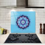 Decorita Cam Ocak Arkası Koruyucu | Turkuaz Nazar Boncuğu | 52cm X 60cm