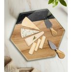 Decorita Cam Peynir Sunum Tabağı | Cam Servis Tabağı | Ahşap-Siyah Desen | 26CM x 30CM - 25 x 35 cm