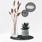 Decorita Cam Saksı Altlığı | Kahverengi Detaylı Siyah Mermer Görünümlü | - 32 cm