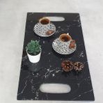 Decorita Cam Tepsi | Siyah Mermer | 29cm x 52cm - Renkli