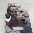 Decorita Cam Tepsi | Stark Mermer | 29cm x 52cm - Lacivert