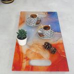 Decorita Cam Tepsi | Yaldızlı Mermer | 29cm x 52cm - Renkli