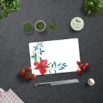 Decorita Çiçek Motifi Desenli | Cam Kesme Tahtası - Cam Kesme Tablası | - 20 x 30 cm