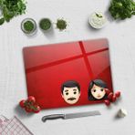 Decorita Emoji Ailesi Kadın & Erkek | Cam Kesme Tahtası - Cam Kesme Tablası - 30 x 40 cm