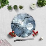 DECORITA Gece Desen | Cam Kesme Tahtası (Çap 32cm)