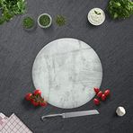 DECORITA Gri Duvar Dokulu | Cam Kesme Tahtası (Çap 32cm)