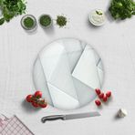 DECORITA Gümüş Desen | Cam Kesme Tahtası (Çap 32cm)