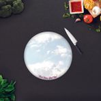 Decorita Güzel Düşün Güzel Yaşa Temalı | Cam Kesme Tahtası - Cam Kesme Tablası | Çap 32cm - 32 cm