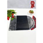 Decorita Kanallı Cam Kesme Tahtası - Cam Kesme Tablası | Black Ornament - Kenarı Oval | 25cm x 35cm | Patentli Ürün