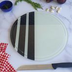 DECORITA Kanallı Cam Kesme Tahtası - Cam Kesme Tablası | (BLACK ROCK ŞERİTLİ, ÇAP32cm)