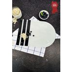 Decorita Kanallı Cam Kesme Tahtası - Cam Kesme Tablası | Black Rock Şeritli - Kenarı Oval | 25cm x 35cm | Patentli Ürün