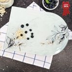 Decorita Kanallı Cam Kesme Tahtası - Cam Kesme Tablası | Dark Floral - Kenarı Oval | 25cm x 35cm | Patentli Ürün