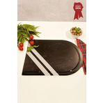Decorita Kanallı Cam Kesme Tahtası - Cam Kesme Tablası | Dark World Şeritli - Kenarı Oval | 25cm x 35cm | Patentli Ürün