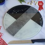 Decorita Kanallı Cam Kesme Tahtası - Cam Kesme Tablası | Hibrit Mermer | Çap32cm | Patentli Ürün