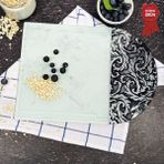 Decorita Kanallı Cam Kesme Tahtası - Cam Kesme Tablası | Ornament Beyaz Fon - Kenarı Oval | 25cm x 35cm | Patentli Ürün