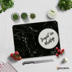 Decorita Kişiye Özel - Siyah Mermer Görünümlü | Cam Kesme Tahtası - Cam Kesme Tablası | 30cm x 40cm - 30 x 40 cm