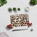 DECORITA Leopar Desen | Cam Kesme Tahtası (20cm x 30cm)