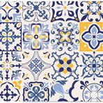 DECORITA Mavi Çini Desen | Cam Ocak Arkası Koruyucu (49,5cm x 76cm)