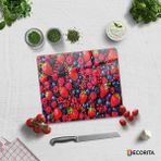 Decorita Mor Ve Kırmızı Meyveler | Cam Kesme Tahtası - Cam Kesme Tablası | 20cm X 30cm - 20 x 30 cm