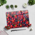 Decorita Mor Ve Kırmızı Meyveler | Cam Kesme Tahtası - Cam Kesme Tablası | 30cm X 40cm - 30 x 40 cm