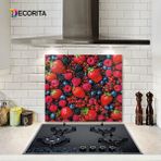 Decorita Mor ve Kırmızı Meyveler | Cam Ocak Arkası Koruyucu | 52cm x 60cm - 52 x 60 cm
