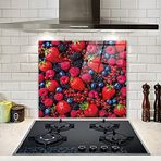 DECORITA Mor ve Kırmızı Meyveler | Ocak Arkası Koruyucu (52cm x 60cm)