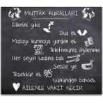 Decorita Mutfak Kuralları - Kara Tahta Görünümlü | Cam Ocak Arkası Koruyucu | 40cm x 60cm - 40 x 60 cm
