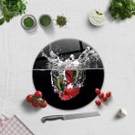 Decorita Su ve Sebzeler | Cam Kesme Tahtası - Cam Kesme Tablası | Çap 32cm - 32 cm