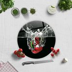 DECORITA Su ve Sebzeler | Cam Kesme Tahtası (Çap 32cm)