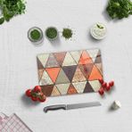 Decorita Toprak Tonları Mandala Desen | Cam Kesme Tahtası - Cam Kesme Tablası - 20 x 30 cm