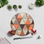 Decorita Toprak Tonları Mandala Desen | Cam Kesme Tahtası - Cam Kesme Tablası - 32 cm