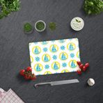 DECORITA Yelken Desenli | Cam Kesme Tahtası (20cm x 30cm)