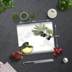 Decorita Zeytin ve Limon Desen Cam Kesme Tablası 29 x 34 cm
