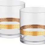Decorium Array 24 Ayar Altın Yaldızlı 350 ml 2 Parça Cam Viski Bardağı 9-01010424