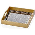Decorium Asaf 24 Ayar Altın Yaldızlı 21X33 cm Dikdörtgen Cam Tepsi 9-03010018