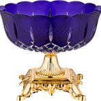 Decorium Cristalline Pirinç Kaplama 21,5 cm Ayaklı Dekoratif Mor Cam Meyvelik 9-03010003