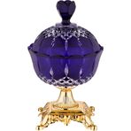 Decorium Cristalline Pirinç Kaplama 28 Cm Ayaklı Dekoratif Mor Cam Şekerlik