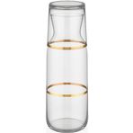 Decorium Dalia 24 Ayar Altın Yaldızlı 1200 ml 2 Parça Bardaklı Başucu Cam Sürahi 9-01050003