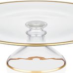 Decorium Dalia 24 Ayar Altın Yaldızlı 23 cm Ayaklı Cam Servis Tabağı 9-01150124