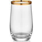 Decorium Dalia 24 Ayar Altın Yaldızlı 350 ml 6 Parça Cam Meşrubat Bardağı 9-01010004